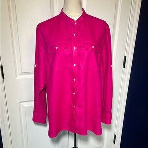 Women's Pink Button-Up Blouse